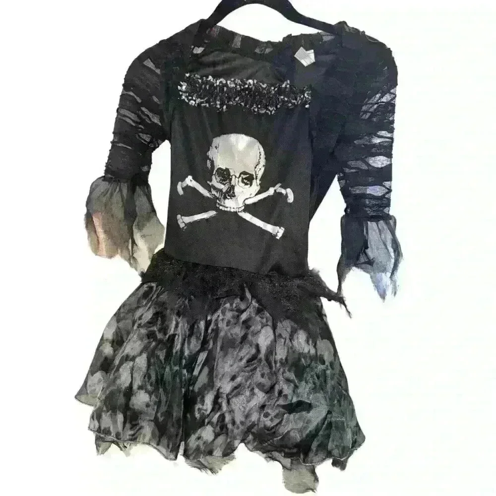 Zombie Ballerina costume with skull crown. Girls M (8-10). Like new
